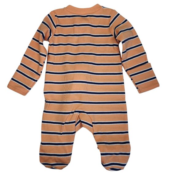 NWT Carter's Boy's Sleeper Orange Blue Whale Size Newborn Footie - Picture 4 of 4